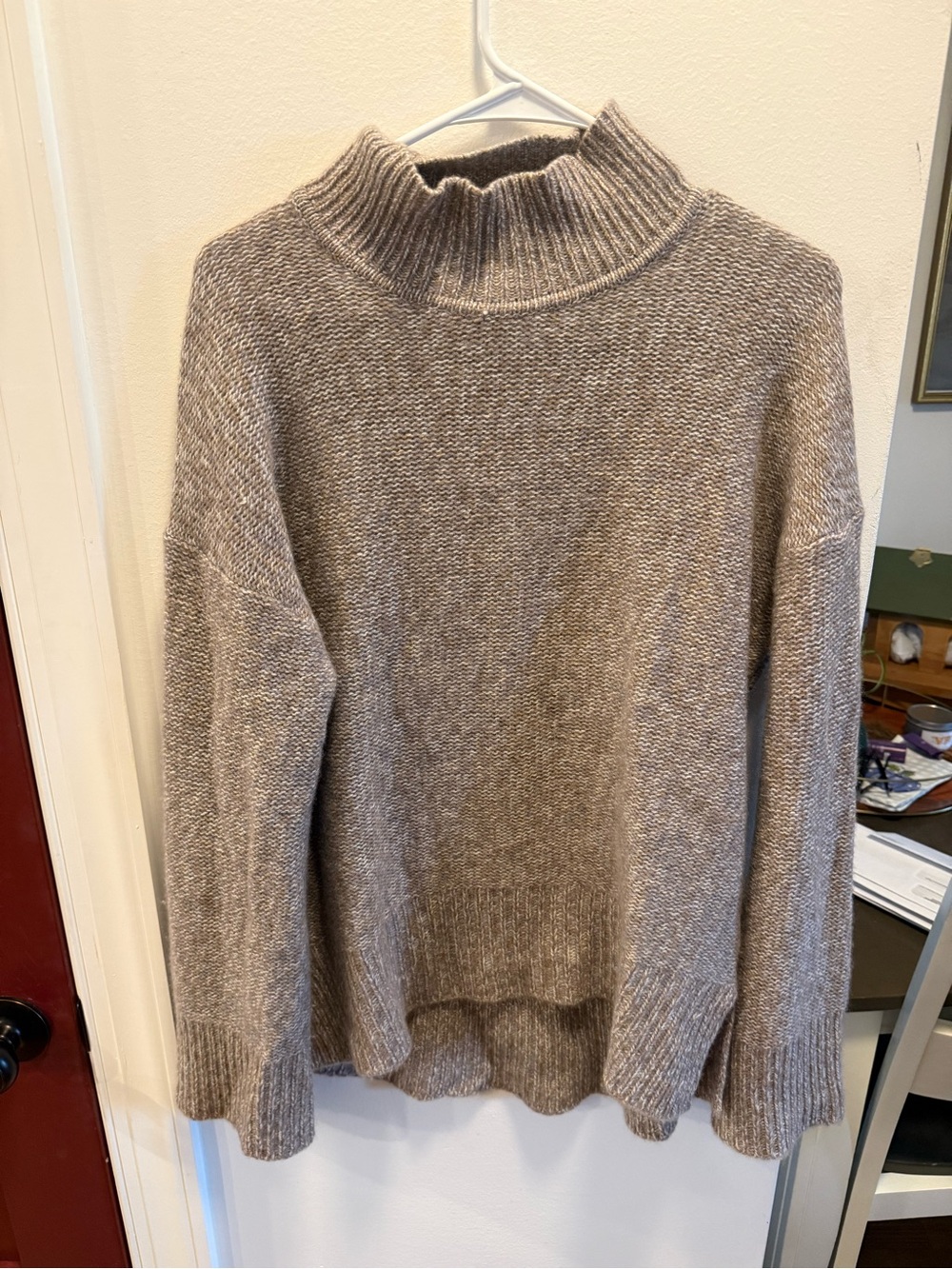 Theory Cozy High-Neck Women’s Sweater in Taupe
